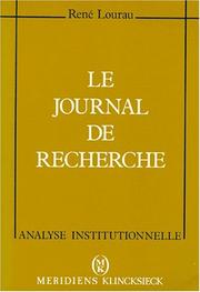 Cover of: Le journal de recherche by René Lourau