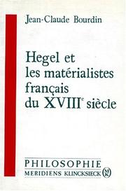 Cover of: Hegel et les matérialistes français du XVIIIe siècle