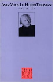 Cover of: Avez-vous lu Henri Thomas?