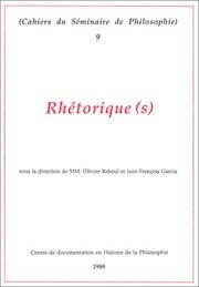 Cover of: Rhétorique (s)