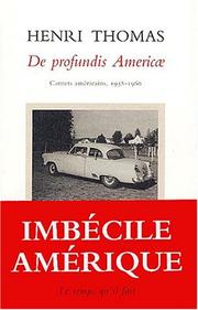 Cover of: De profundis Americæ: carnets américains 1958-1960