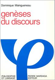 Cover of: Genèses du discours by Dominique Maingueneau