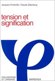 Cover of: Tension et signification