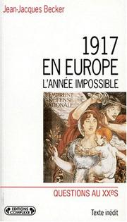 Cover of: 1917 en Europe: L'annee impossible (Questions au XXeS)