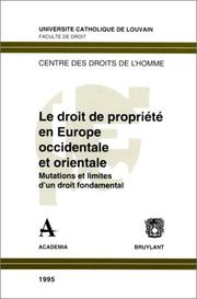 Cover of Le droit de propriete en Europe occidentale et orientale by 