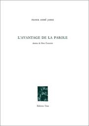 Cover of: L' avantage de la parole