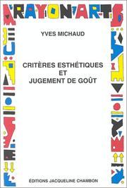 Cover of: Critères esthétiques et jugement de goût