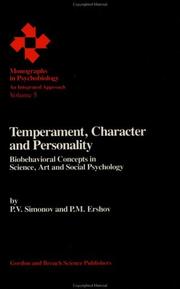 Cover of: Temperament, character, and personality by P. V. Simonov