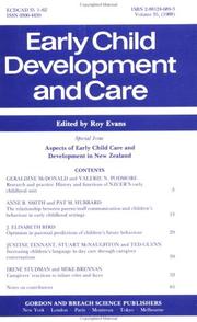 Cover of: Aspects of Early Child Care Development in New Zealand: A special issue of the journal Early Child Development and Care