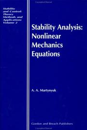 Cover of: Stability analysis: nonlinear mechanics equations