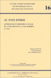Cover of: Au pays d'Eros: littérature et érotisme en Italie de la Renaissance à l'âge baroque