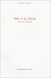 Cover of: Ode à la poésie: janvier 1984 - janvier 1987