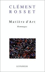 Cover of: Matière d'art: hommages