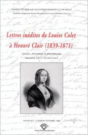 Cover of: Lettres inédites de Louise Colet à Honoré Clair, 1839-1871