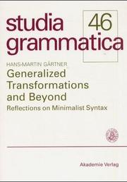 Cover of: Generalized transformations and beyond by Hans-Martin Gärtner