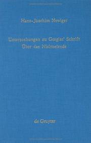 Untersuchungen zu Gorgias' Schrift über das Nichtseiende by Hans Joachim Newiger