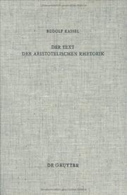 Cover of: Der Text der aristotelischen Rhetorik. by Rudolf Kassel
