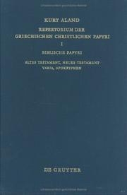 Cover of: Repertorium der griechischen christlichen Papyri