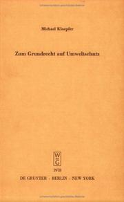 Cover of: Zum Grundrecht auf Umweltschutz by Michael Kloepfer