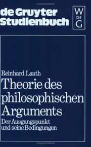 Cover of: Theorie des philosophischen Arguments by Reinhard Lauth