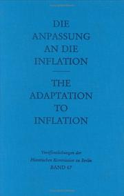 Cover of: The Adaptation to Inflation/Die Anpassung an Die Inflation (Veroffentlichungen Der Histoischen Kommission Zu Berling, Bd 67)