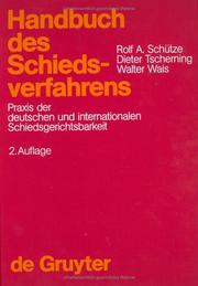 Cover of: Handbuch des Schiedsverfahrens by Rolf A. Schütze