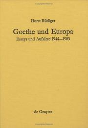 Cover of: Goethe und Europa: Essays und Aufsätze 1944-1983