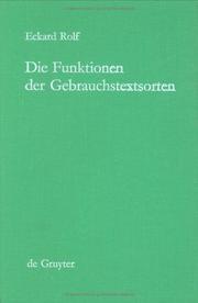 Cover of: Die Funktionen der Gebrauchstextsorten by Eckard Rolf