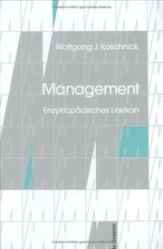 Cover of: Management by Wolfgang J. Koschnick