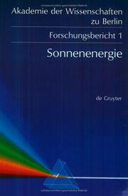 Cover of: Sonnenenergie: Herausforderung Fur Forschung, Entwicklung Und Internationale Zusammenarbeit (Akademie Der Wissenschaften Zu Berlin, Forschungsberich)