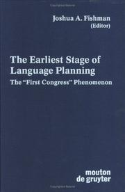 Cover of: The Earliest stage of language planning: the "first congress" phenomenon