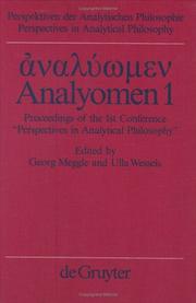 Cover of: Analyōmen 1 =: Analyomen 1 : proceedings of the 1st conference "Perspectives in analytical philosophy"