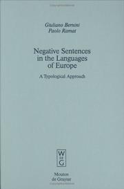Negative sentences in the languages of Europe by Giuliano Bernini, Paolo Ramat