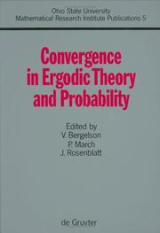Cover of: Convergence in ergodic theory and probability by editors, V. Bergelson, P. March, J. Rosenblatt.