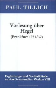 Cover of: Vorlesung über Hegel (Frankfurt 1931/32)