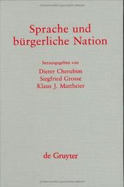 Cover of: Sprache Und Burgerliche Lebenswelt by Dieter Cherubim, Grosse, Siegfried, Klaus Mattheier