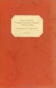 Cover of: Repertorium der Verlagskorrespondenz Göschen (1783 bis 1828): herausgegeben von Stephan Füssel ; bearbeitet von Sabine Doering ; unter Mitarbeit von Marion Marquardt ... [et al.].