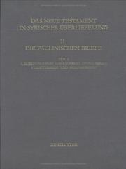 Cover of: Das Neue Testament in Syrischer Uberlieferung: Die Paulinischen Briefe (Arbeiten Zur Neutestamentlichen Textforschung)