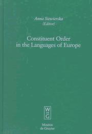 Cover of: Constituent order in the languages of Europe | 