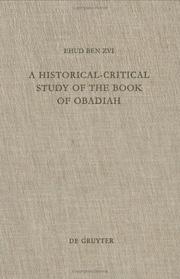 Cover of: A historical-critical study of the book of Obadiah by Ehud Ben Zvi