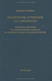 Cover of: Ästhetische Autonomie als Abnormität by Barbara Neymeyr