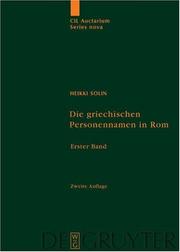 Cover of: Die griechischen Personennamen in Rom by Heikki Solin