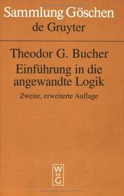 Cover of: Einfuhrung in Die Angewandte Logik by Theodor G. Bucher