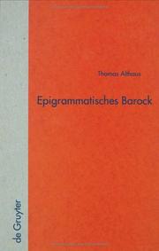 Cover of: Epigrammatisches Barock by Thomas Althaus