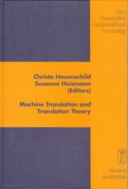Cover of: Machine translation and translation theory