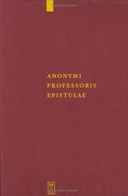 Cover of: Anonymi Professories Epistulae (Corpous Fontium Historiae Byzantinae)