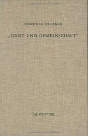 Cover of: "Geist und Gemeinschaft" by Dorothee Schlenke