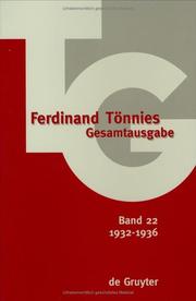 Cover of: Tonnies-Gesamtausgabe, Tg by Ferdinand Tonnies