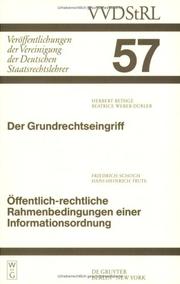 Cover of: Der Grundrechtseingriff (Veroffentlichungen Der Vereingung Der Deutschen Staatsrechtslehrer, Heft , No 57)