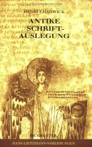 Cover of: Antike Schriftauslegung by Chadwick, Henry